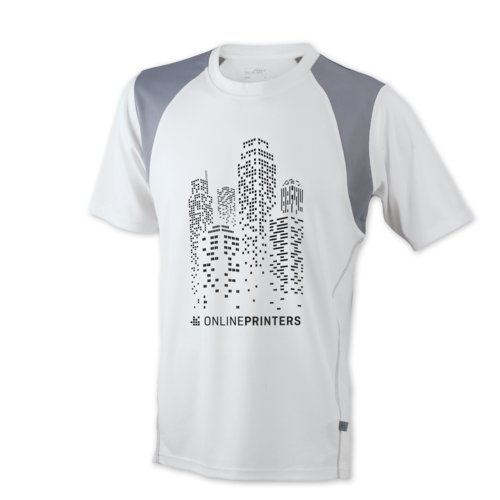 T-shirt de course blanc en polyester pour homme  manches courtes.