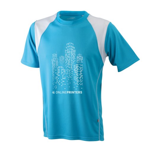 T-shirt de sport bleu clair en polyester pour hommes.
