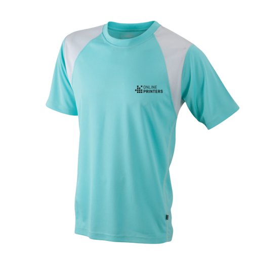 T-shirt de course en polyester vert menthe pour hommes.