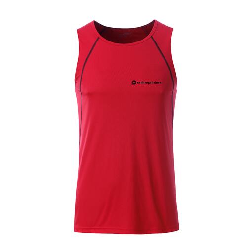 D�bardeur rouge en polyester pour hommes.