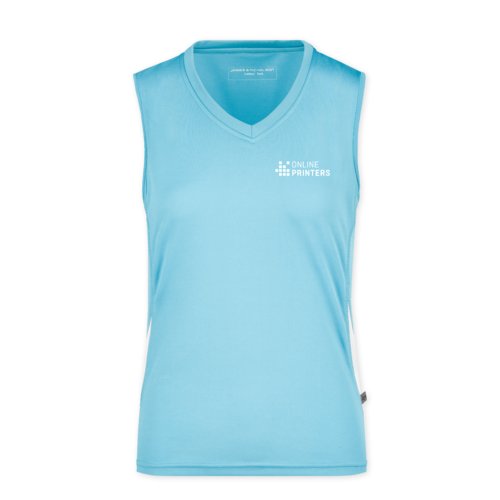 Débardeur en polyester bleu clair pour femmes avec col en V.