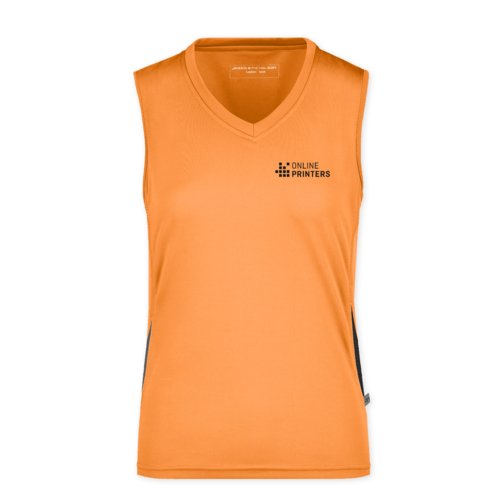 Débardeur orange en polyester pour femme avec encolure en V.