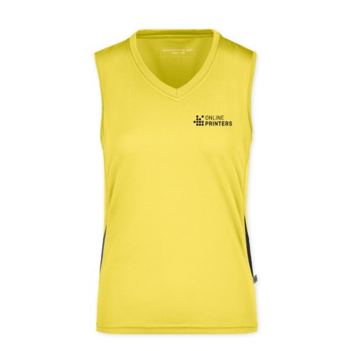 Débardeur jaune en polyester pour femme avec col en V.