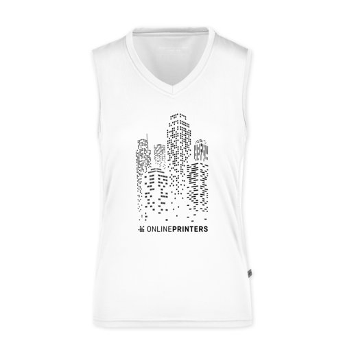 Débardeur blanc en polyester pour femme avec col en V.