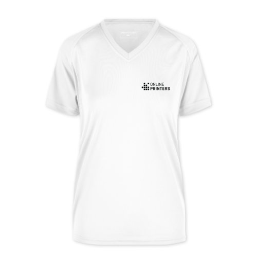 T-shirt fonctionnel pour femmes avec col en V et manches courtes.