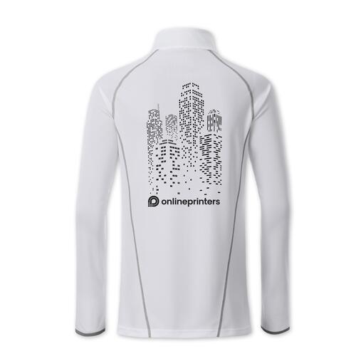 T-shirt � manches longues en polyester blanc pour femmes avec fermeture �clair.