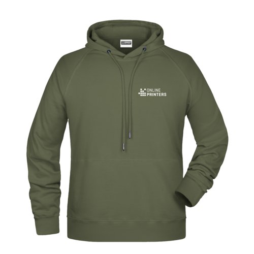 Sweat  capuche en tissu vert avec cordon de serrage pour hommes.