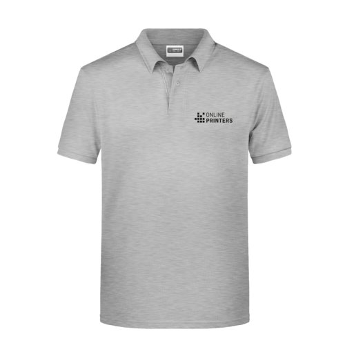 Polo en coton gris chiné pour homme avec courte patte boutonnée.