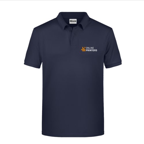 Polo en coton bleu foncé pour homme avec courte patte boutonnée.
