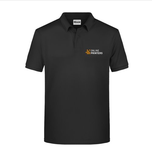 Polo noir en coton pour hommes avec courte patte de boutonnage.