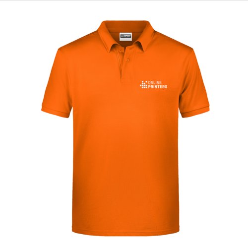 Polo orange en coton pour hommes avec courte patte boutonnée.