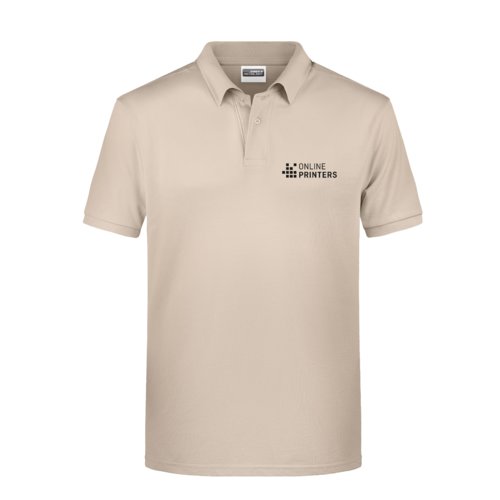 Polo beige en coton pour homme avec manches courtes.