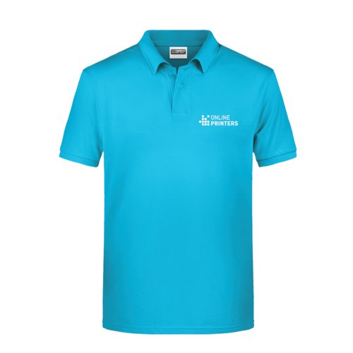Polo turquoise en coton pour homme avec courte patte boutonnée.