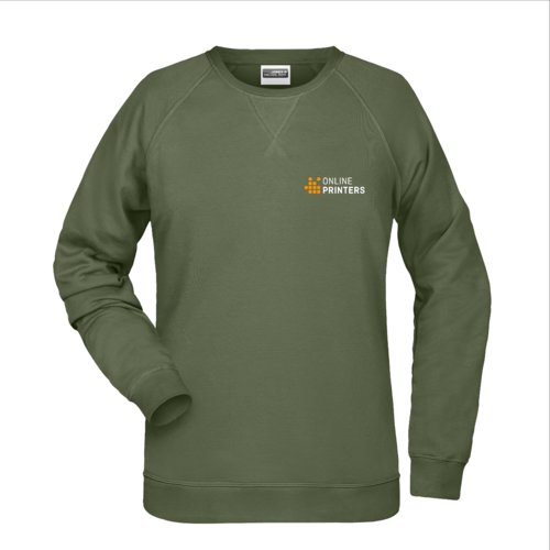 Sweat-shirt vert pour femmes en matire douce avec encolure ronde.
