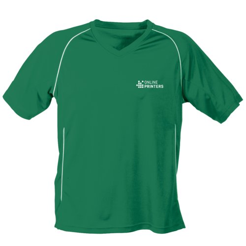 T-shirt de sport vert en matriau fonctionnel avec col en V.