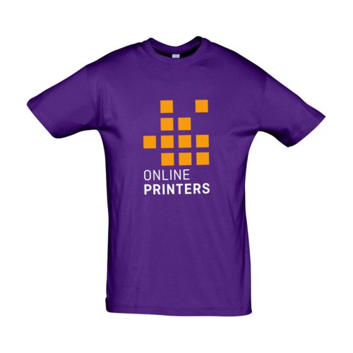 T-shirt en coton violet fonc  manches courtes.