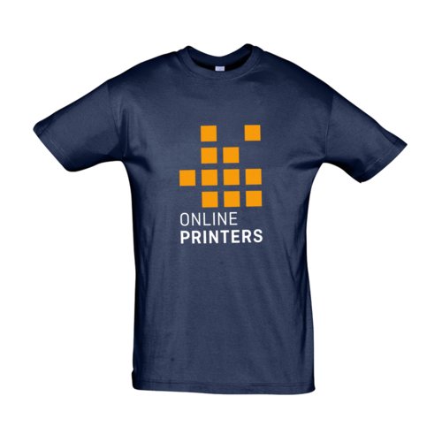 T-shirt bleu marine en coton avec manches courtes.