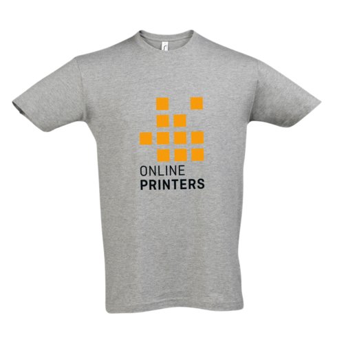 T-shirt gris en coton avec manches courtes et col rond, unisexe.