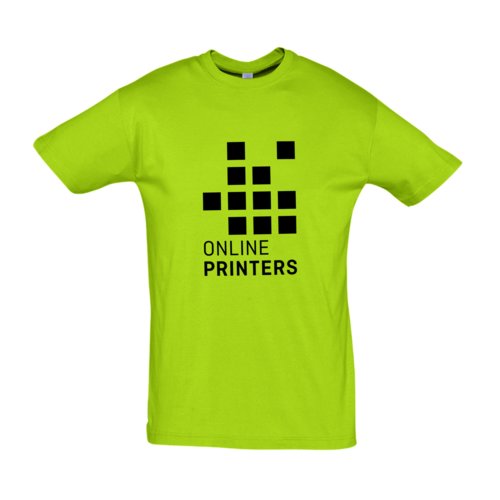 T-shirt en coton vert pomme avec manches courtes et col rond.