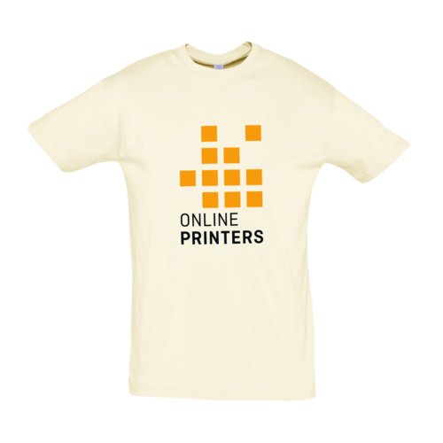 T-shirt beige en coton avec manches courtes et col rond.