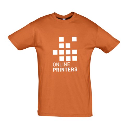 T-shirt orange en coton avec manches courtes et col rond.