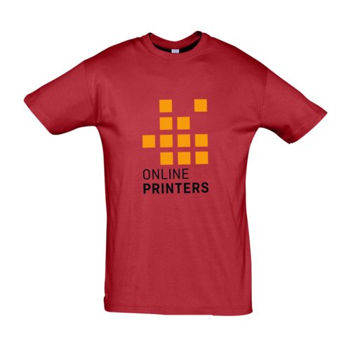 T-shirt rouge en coton, unisexe,  manches courtes.