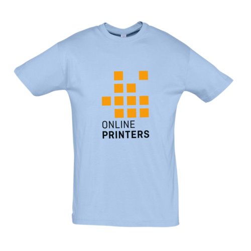 T-shirt unisexe en coton bleu ciel avec manches courtes.