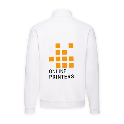 Veste de survêtement blanche en mélange de coton pour homme avec fermeture éclair intégrale.
