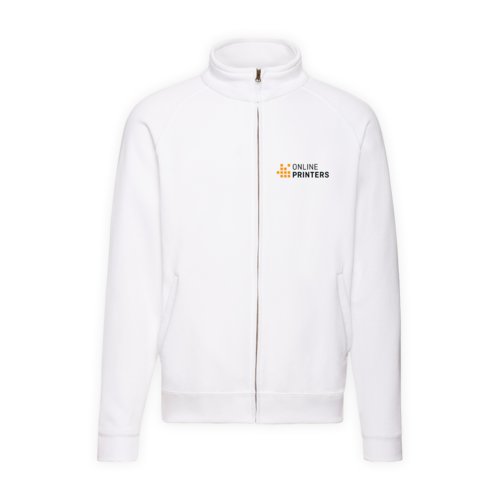 Veste de survêtement blanche en mélange de coton avec fermeture éclair intégrale.