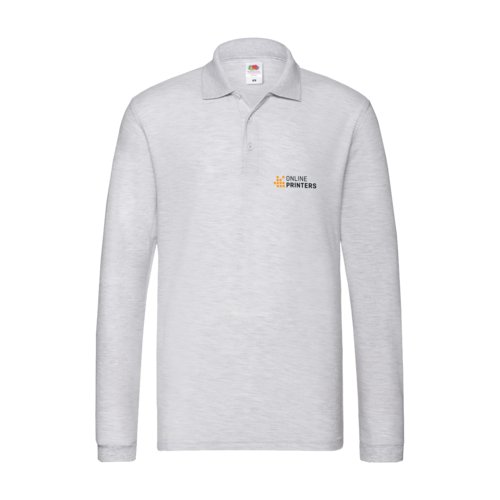 Polo en coton gris cendré à manches longues et patte boutonnée.