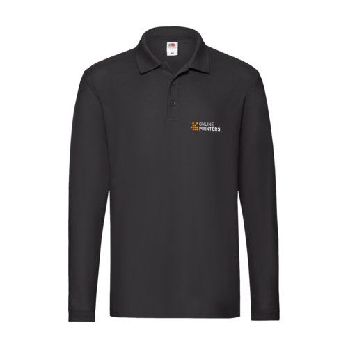 Polo noir à manches longues en coton pour hommes.
