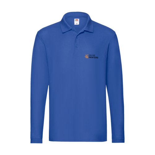 Polo à manches longues bleu roi en coton avec patte de boutonnage.
