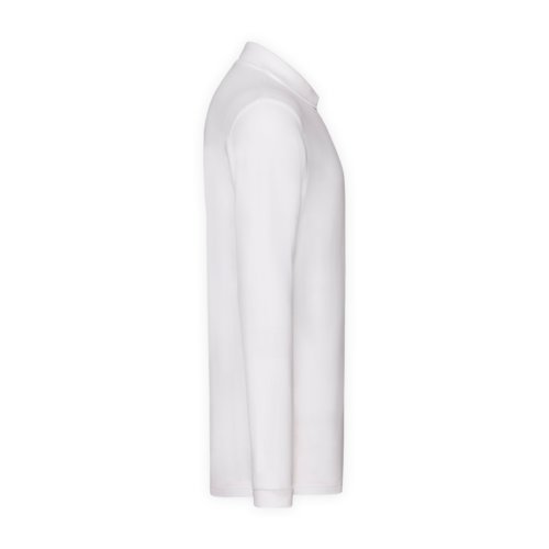 Polo blanc à manches longues en coton avec patte boutonnée.