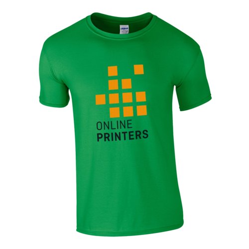 T-shirt vert en tissu avec manches courtes et col rond.