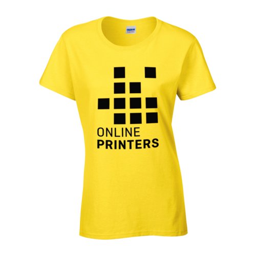 T-shirt jaune en coton pour femmes avec col rond.
