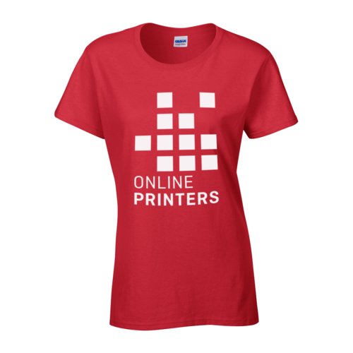 T-shirt rouge en coton pour femmes avec manches courtes.
