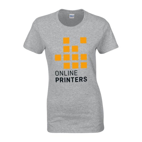 T-shirt gris en coton pour femmes avec manches courtes.
