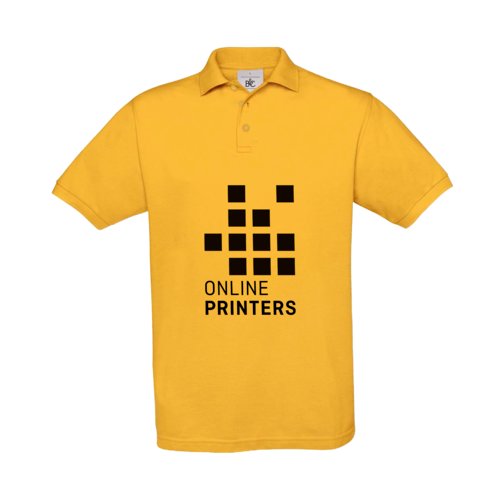 Polo en coton jaune dor pour hommes avec courte patte boutonne.