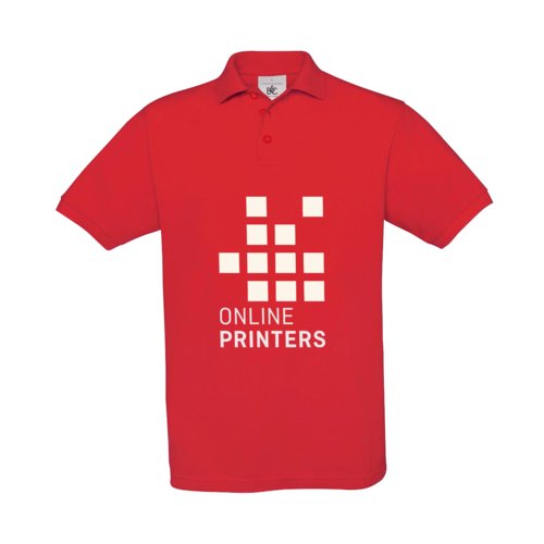 Polo rouge en coton pour hommes avec manches courtes et patte de boutonnage.