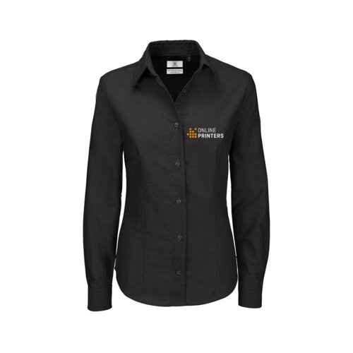 Blouse Oxford noire avec manches longues et patte de boutonnage.