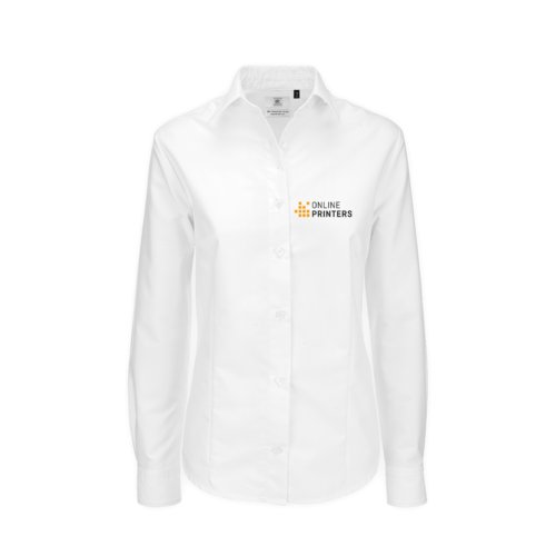 Blouse blanche pour femmes en mlange de coton  manches longues.