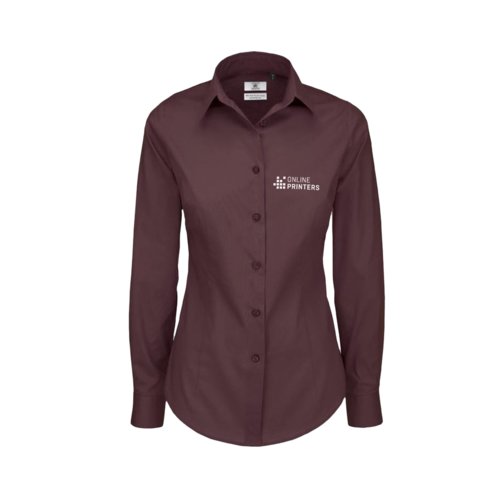 Chemisier bordeaux en coton  manches longues.
