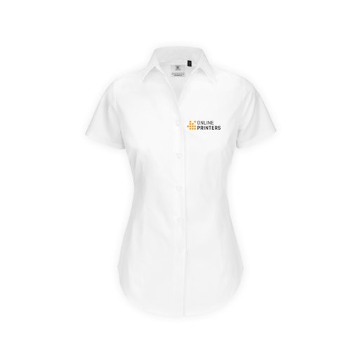 Chemisier blanc en coton mlang, manches courtes et coupe cintre.
