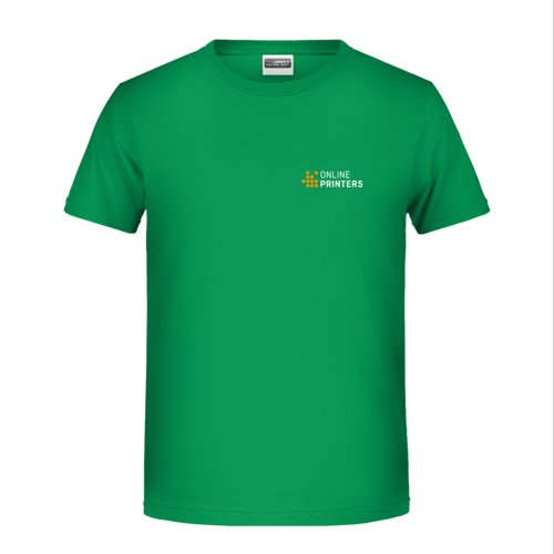 T-shirt vert en coton pour enfants avec manches courtes.