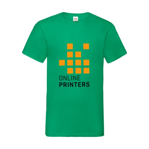 T-shirt vert en coton avec col en V et manches courtes.