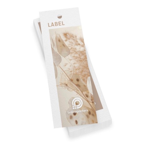 Étiquette de produit en papier avec trou de suspension.