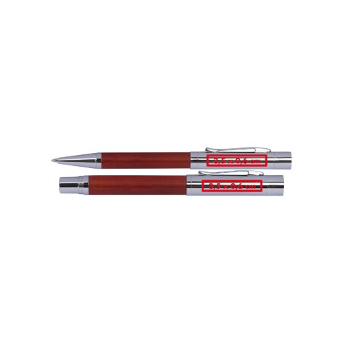 Ensemble d'criture couleur bois avec stylo  bille et tui.