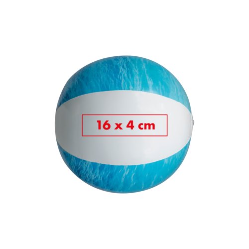 Ballon de plage bleu en plastique, gonflable.