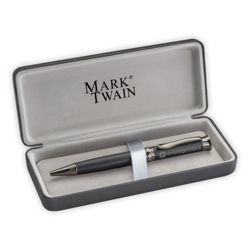 Stylo  bille en mtal gris avec mcanisme  poussoir.