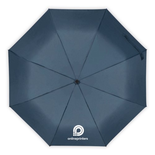 Parapluie bleu fonc� avec m�canisme d'ouverture manuel.